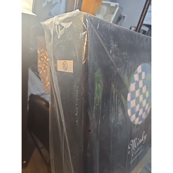 Minky Couture Robe Womens size XL Blue White Checkered PJ Bath Robe Luxurious - Picture 2 of 2